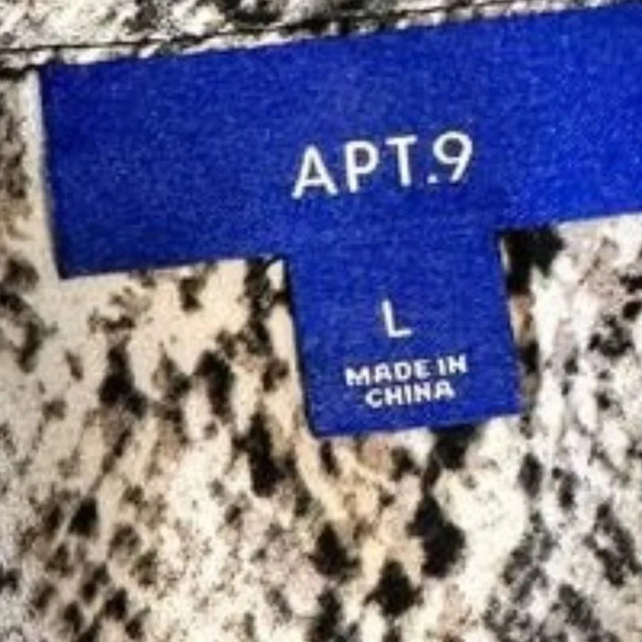 Women's SnakeSkin Print Long Sleeve Tunic Work Top with Knotted Front Sz L 0587 - Picture 5 of 6